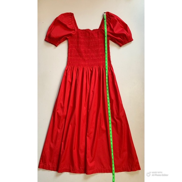 Madewell Cerise Red Smocked Puff Sleeve Dress in Poplin Size Small NWT - Picture 16 of 17
